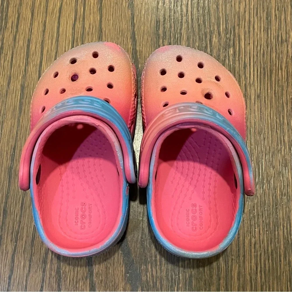 Classic Color Dip Clog Toddlers in Hyper Pink/Multi size 4